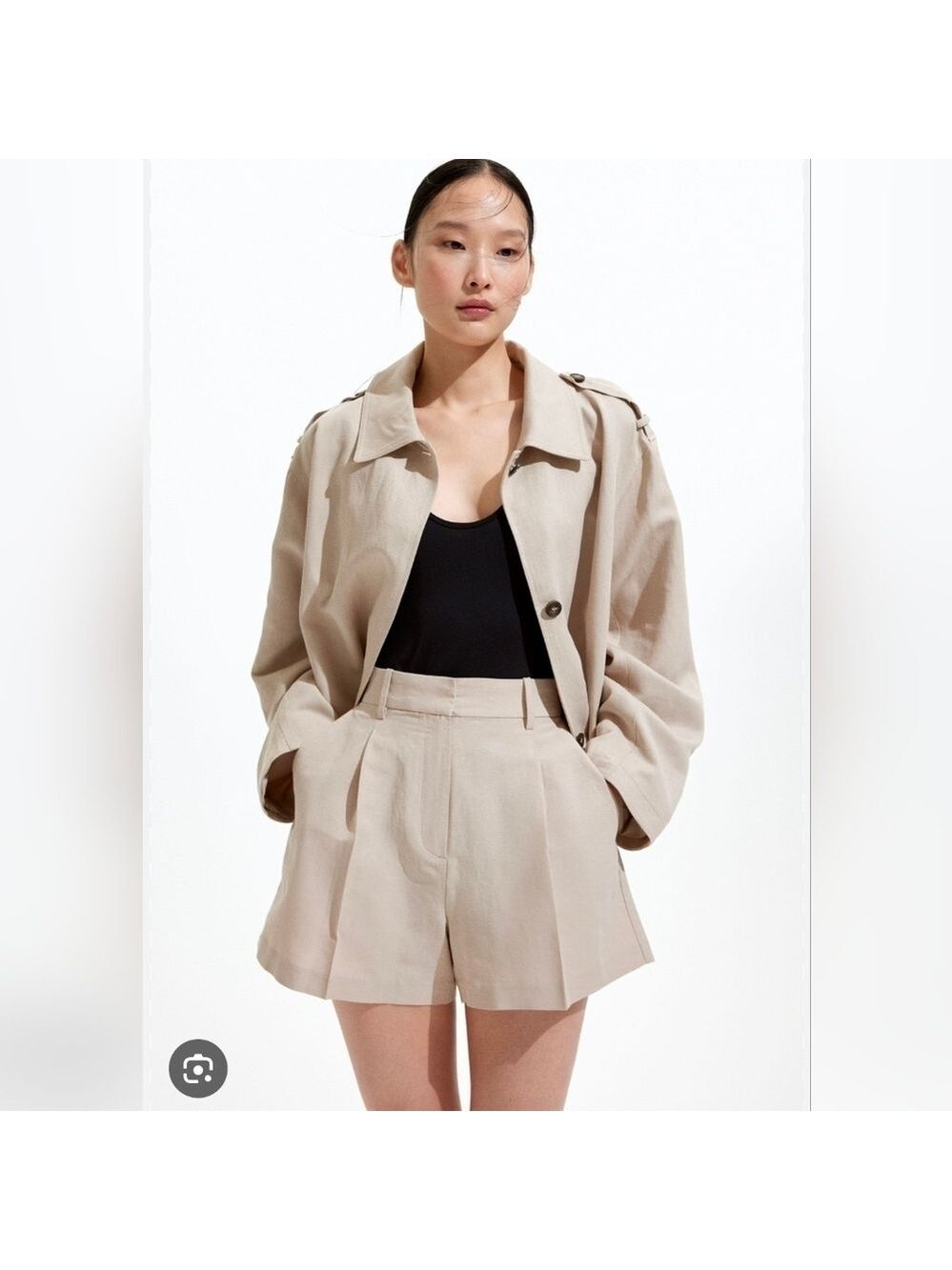 NWT H&M Beige Linen Blend Women's Tailored Shorts